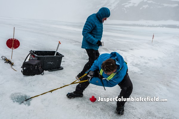 Ice Pick Demonstration on the Columbia Icefield Fat Truck Ice Odyssey